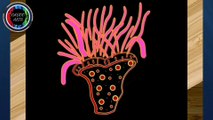 DIBUJANDO una anémona de mar fluorescente. (Video relajante). DRAWING a fluorescent sea anemone. (Relaxing video).