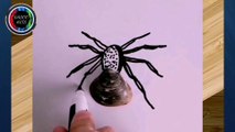 DIBUJANDO una araña a partir de una almeja. DRAWING a spider from a clam.