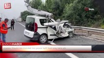 Anadolu Otoyolu’nda önündeki tıra çarpan hafif ticari araç takla attı