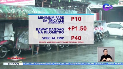 Minimum na pamasahe sa tricycle sa Valenzuela, balik sa P10 | BT