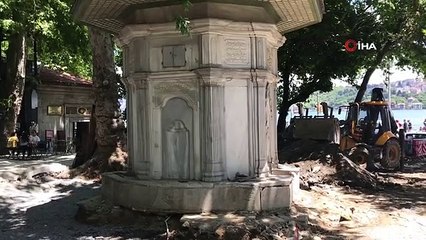 İBB'den skandal çalışma: Tarihi Emirgan Çeşmesi'ne zarar verdiler