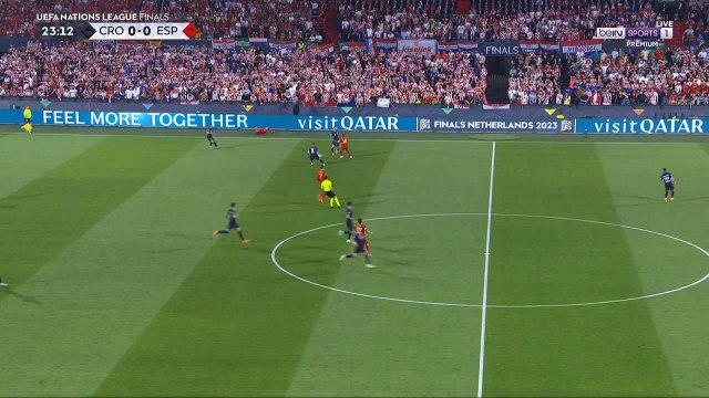 اول فرصة من كرواتيا علي مرمي اسبانيا في نهائي دوري الامم الاوروبية