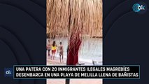 Una patera con 20 inmigrantes ilegales magrebíes desembarca en una playa de Melilla llena de bañistas