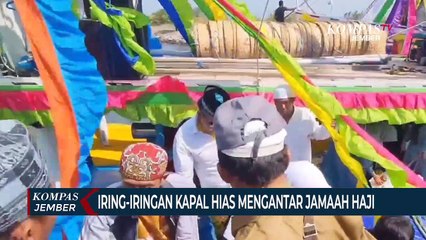 Iring-Iringan Kapal Hias Antar Jamaah Haji asal Pulau Gili Probolinggo