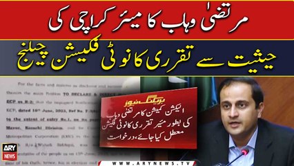 Murtaza Wahab's mayor Karachi appointment notification challenged!