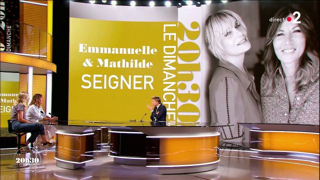 Mathilde Seigner se laisse aller à une petite confidence sur son avis sur les triangles amoureux, dans 20h30 le dimanche (France 2)
