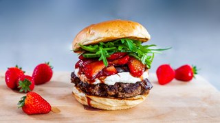 Caramelised Onion and Strawberry Beef Burgers