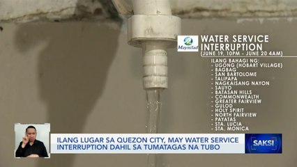 Ilang lugar sa Quezon City, may water service interruption dahil sa tumatagas na tubo | Saksi