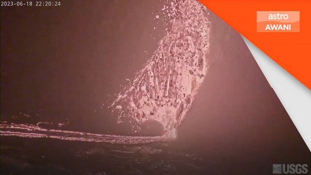 Letusan gunung berapi Hawaii menerangi langit malam