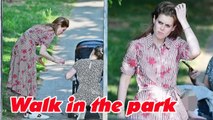 Princess Beatrice walking in the park with her daughter Sienna