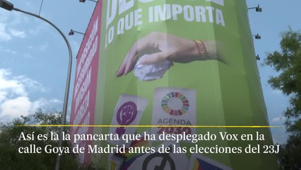 La lona de Vox en Madrid contra el feminismo y el colectivo LGTBIQ+