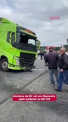 Montana de BC cai em ribanceira após acidente na BR 470