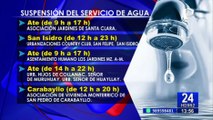 Sedapal anunció suspensión del servicio de agua potable en algunos distritos de Lima