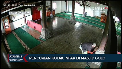Aksi Pencurian Kotak Infak di Masjid Golo Sunan Pandanaran Terekam CCTV