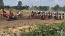 Crazy crash happens during a dirt bike motocross race *Dirt-bike crash*