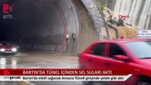 Amasra Tüneli içinden sel suları aktı