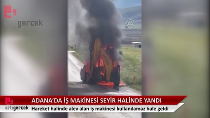 İş makinesi seyir halinde alev aldı