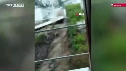 İstinat duvarı gecekondu üzerine çöktü