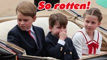 Prince Louis snorts while George sneezes over the horses in Trooping The Color