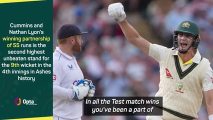 Скачать видео: Cummins celebrates his best Test win in Ashes opener