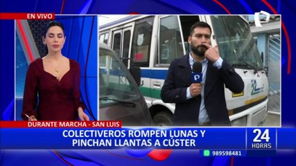 San Luis: Colectiveros rompen lunas y pinchan llantas a cúster durante protesta