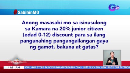 #SabihinMo: Anong masasabi mo sa isinusulong sa Kamara na 20% junior citizen (edad 0-12) discount para sa ilang pangunahing pangangailangan gaya ng gamot, bakuna at gatas? | BT