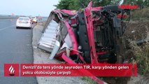 Ters şeritte ilerleyen TIR, yolcu otobüsüne çarptı: 2 ölü, 6 yaralı