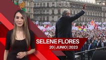 Presidente invita a sus simpatizantes a reunirse el 1 de julio. Selene Flores, 20 de junio de 2023