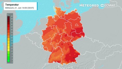 Hitzepeak unmittelbar vor den schweren Unwettern in Deutschland!