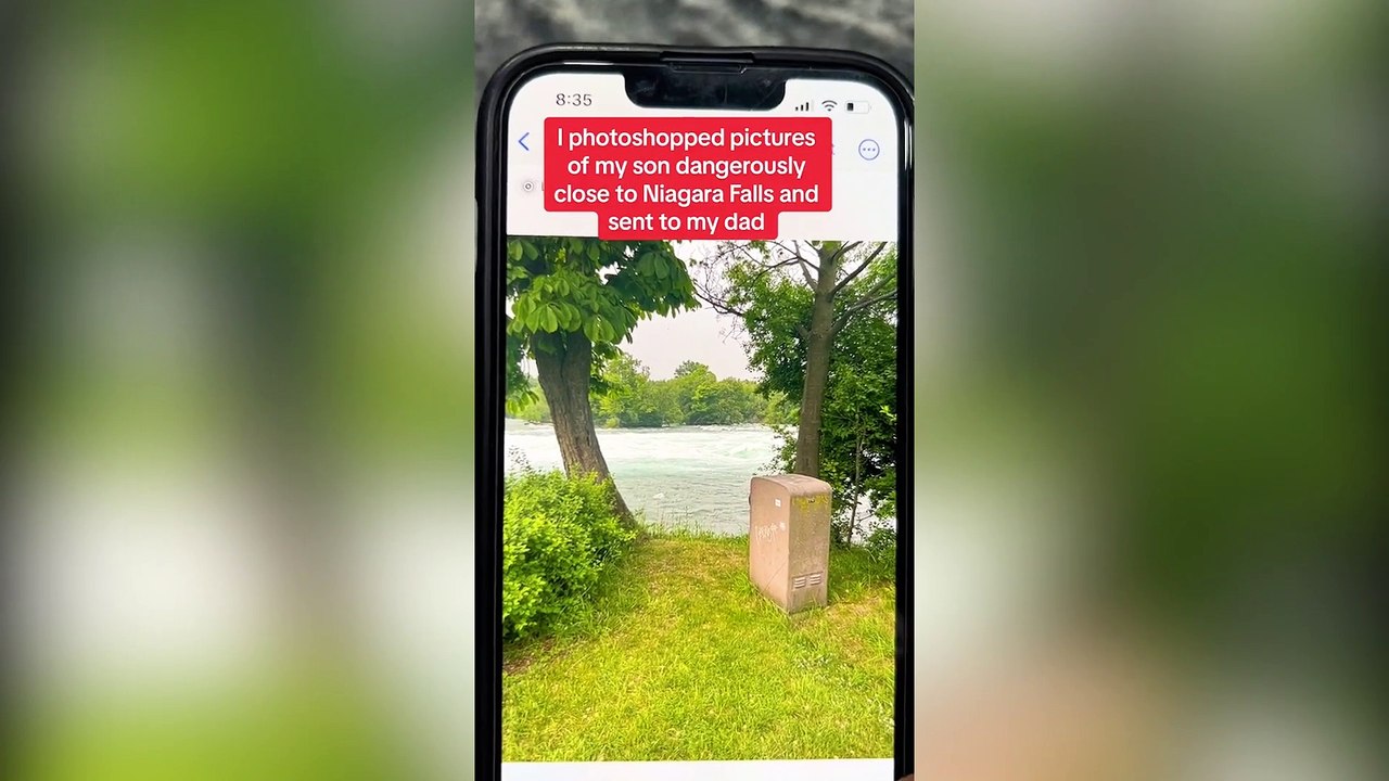 Grandad pranked with photoshopped pics of grandkids next to Niagara Falls