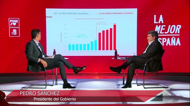 Sánchez charla con Escrivá en un acto del PSOE y hace varias promesas electorales