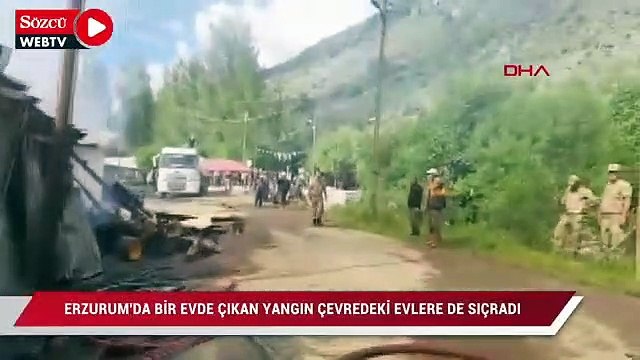 Erzurum'da bir evde çıkan yangın çevredeki evlere de sıçradı