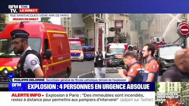 Explosion dans le 5ème arrondissement de Paris: Un homme présent dans le bâtiment voisin témoigne: Le faux plafond est tombé et des vitres ont explosé! C'était très violent!