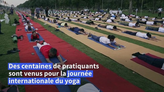Les Indiens participent à la Journée internationale du yoga à Delhi