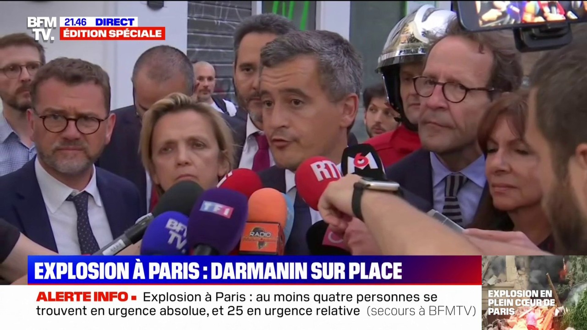 Explosion à Paris: Gérald Darmanin donne le bilan de "33 blessés en urgence  relative et 4 blessés en urgence absolue" avec "pronostics vitaux engagés"  - Vidéo Dailymotion