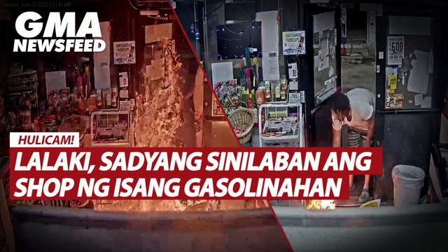 Lalaki, sadyang sinilaban ang shop ng isang gasolinahan | GMA News Feed