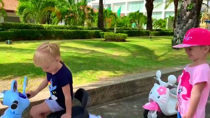 Mili and Stacy Pretend Play with Ride On Cars Toy