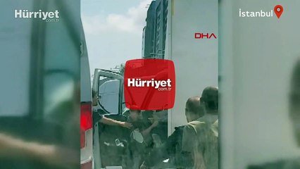 Eyüpsultan'da kamyonet şoförlerin yol verme kavgası kamerada