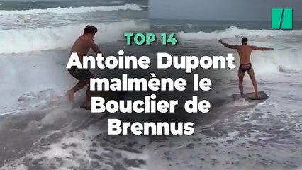 Download Video: Antoine Dupont, champion de France avec Toulouse, a mis le Bouclier de Brennus à rude épreuve