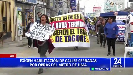 Ate: vecinos protestan por cierre de calles pese a obra terminada del Metro de Lima