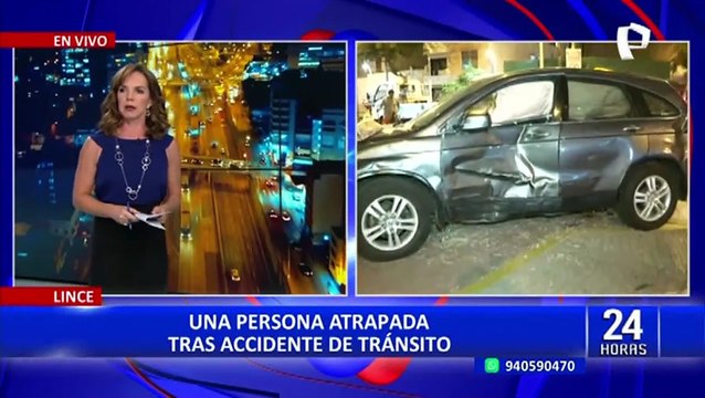 Lince: dos heridos deja choque de combi y camioneta