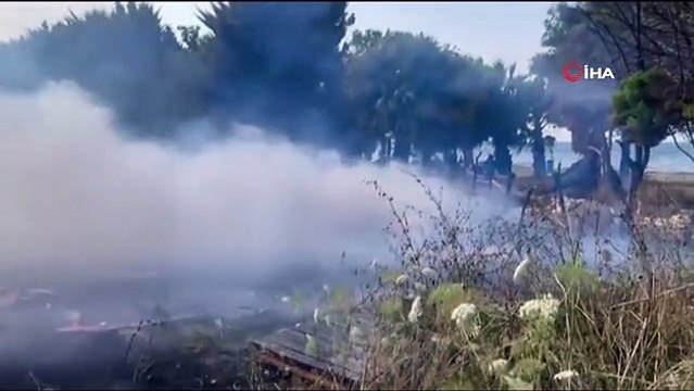 Kuşadası'nda denize 50 metre uzaklıkta çıkan arazi yangınında sabotaj iddiası