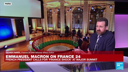 Emmanuel Macron on FRANCE 24: French President calls for "finance shock" at major summit