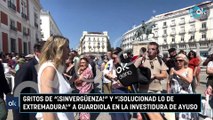 Gritos de “¡sinvergüenza!” y “¡solucionad lo de Extremadura!” a Guardiola en la investidura de Ayuso