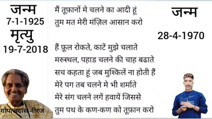 कवि गोपाल दास नीरज की आवाज में (मैं तूफानों में चलने का आदी हूं)