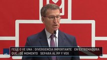 Feijóo ve una divergencia importante en Extremadura que de momento separa al PP y Vox
