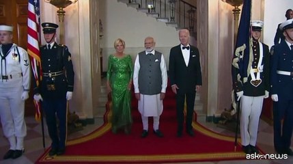 下载视频: Modi e Biden, cena di Stato vegetariana per il premier indiano