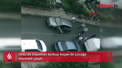 Köpekten korkup kaçan iki çocuğa otomobil çarptı