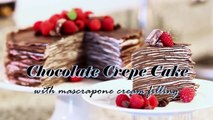 40-Layer Chocolate Raspberry Crepe Cake - with Raspberry Mascarpone Cream!