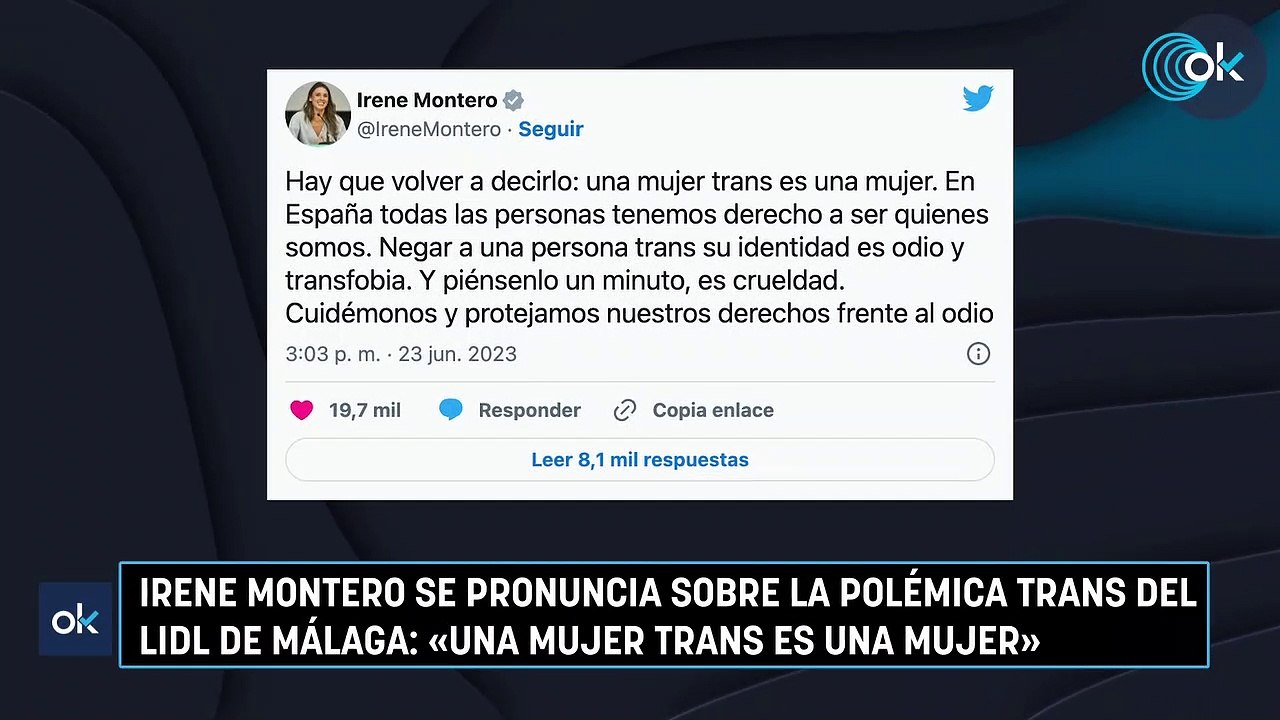 Irene Montero se pronuncia sobre la polémica trans del Lidl de Málaga: «Una mujer trans es una mujer»